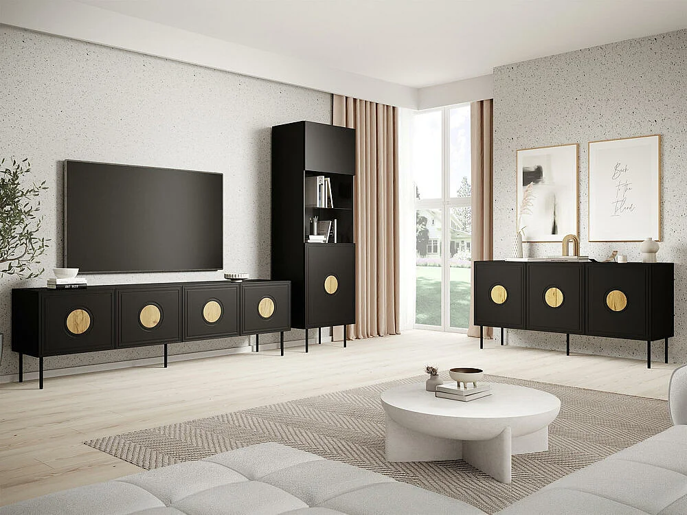 Estante Domromi 104, Com portas, Vidro temperado, 190x60x40cm