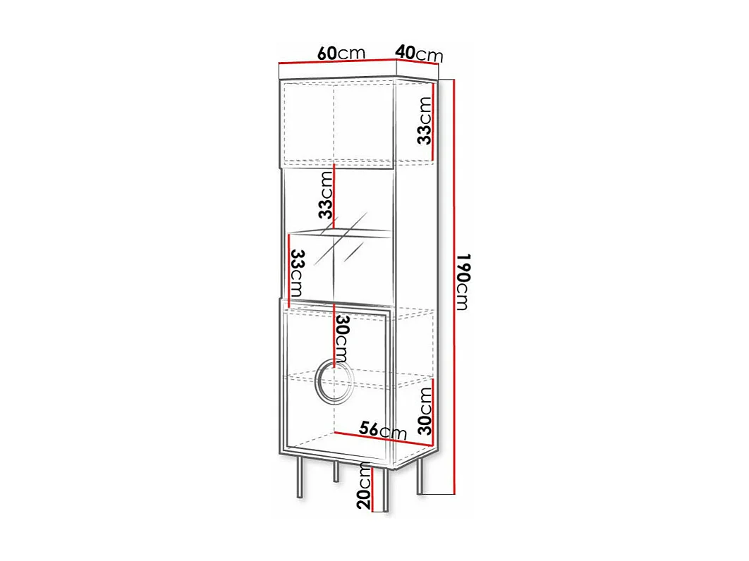 Estante Domromi 104, Com portas, Vidro temperado, 190x60x40cm