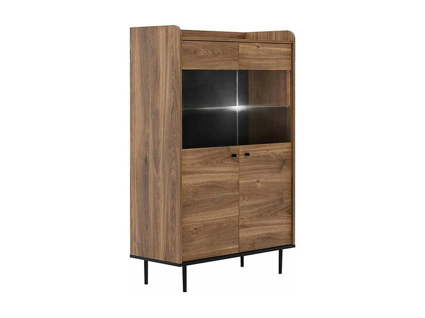 Estantería Ferenou 108, Con puertas|Cerrable, Vidrio templado|Aglomerado laminado, 140cm