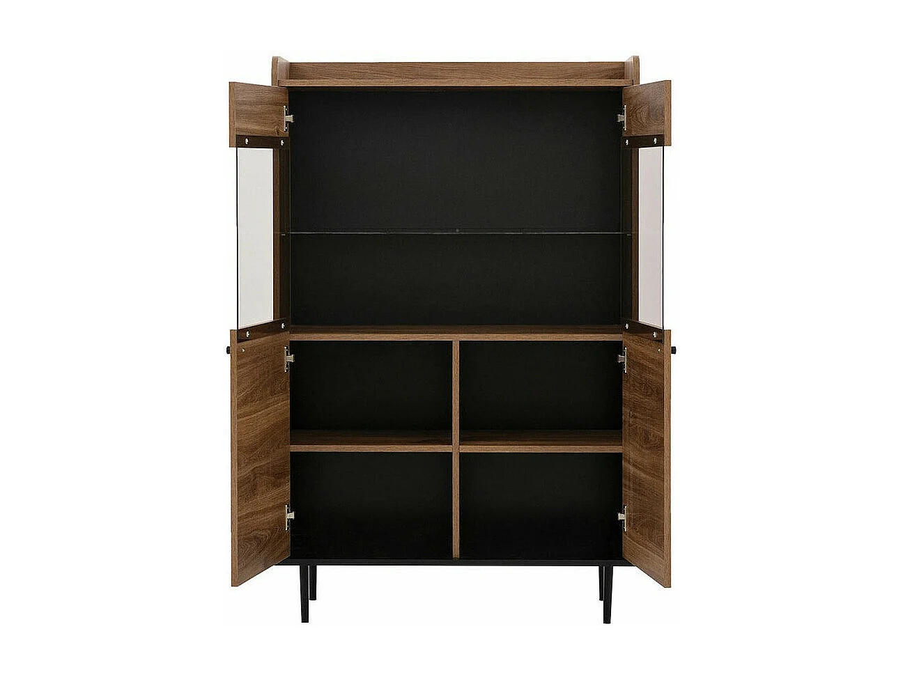 Estantería Ferenou 108, Con puertas|Cerrable, Vidrio templado|Aglomerado laminado, 140cm