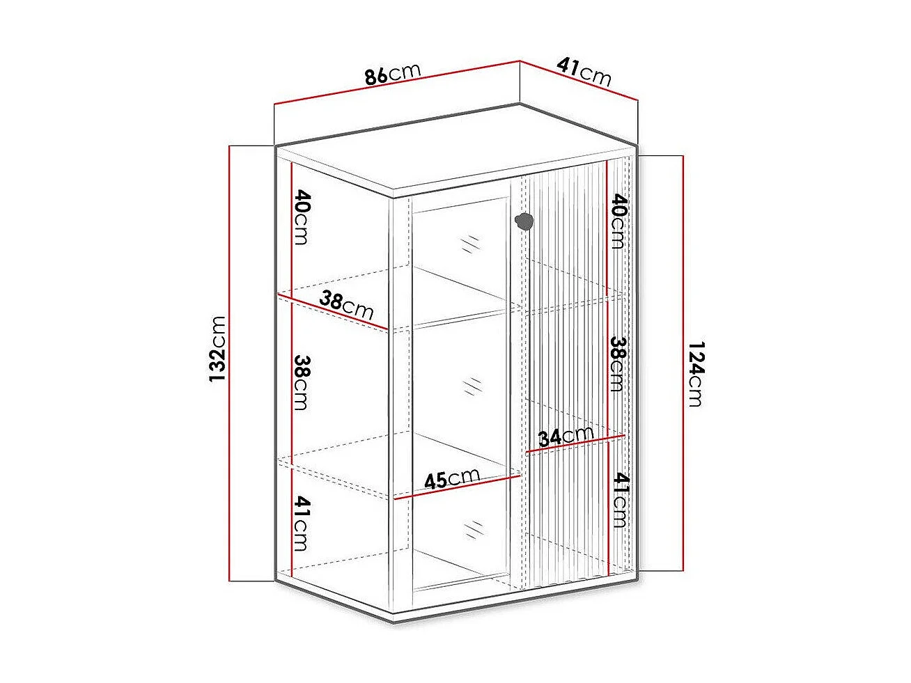 Aparador Venmava 102, Roble Artisan|Negro, 132x86cm, Número de puertas: 241cm