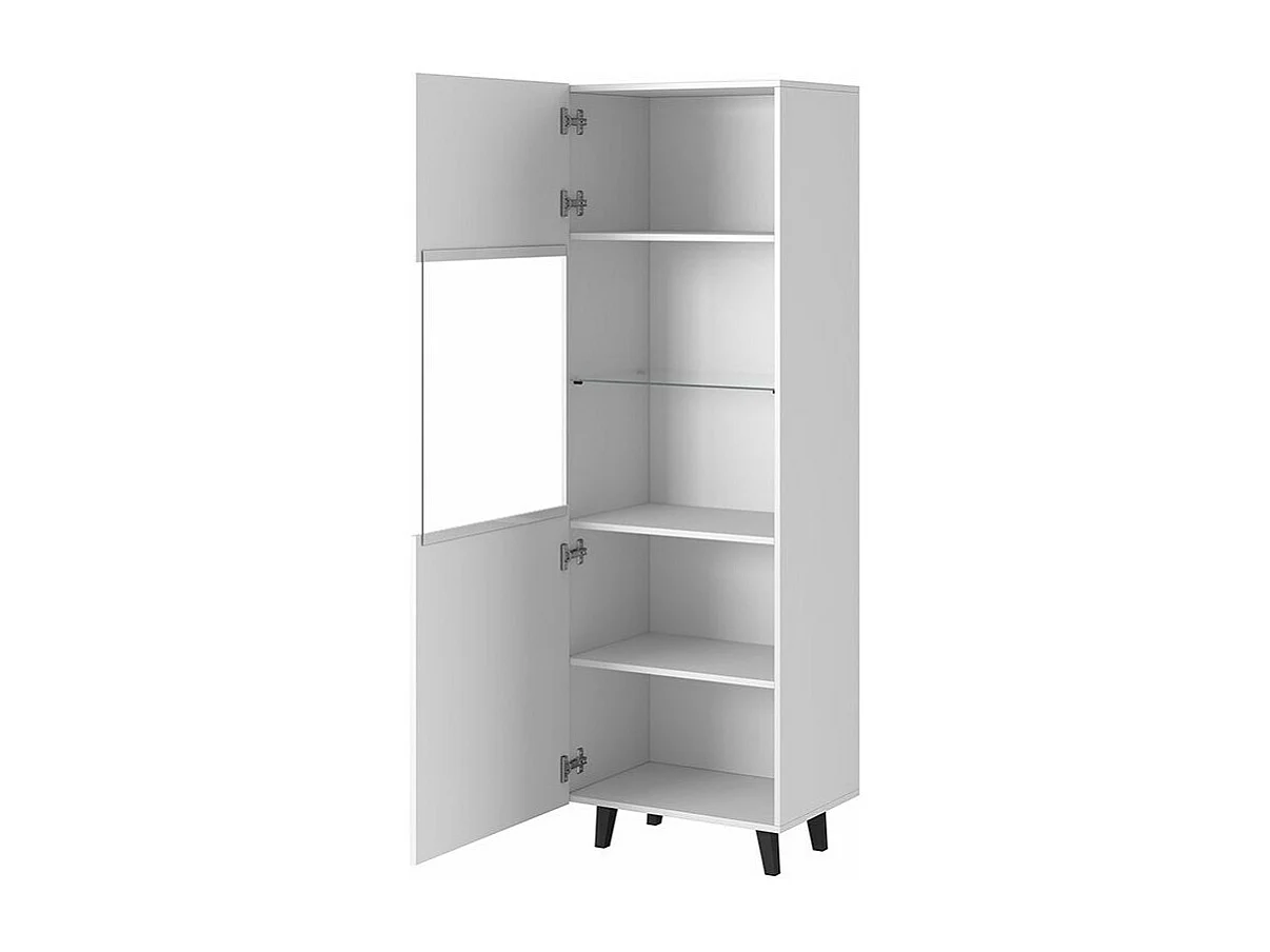 Étagère Levmari 108, Avec des portes|Fermé, MDF|Stratifié|Verre trempé, 182x60x40cm