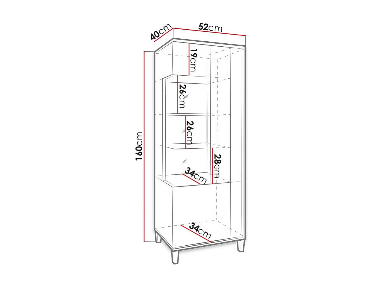 Étagère Livseri 110, Avec des portes|Fermé, Verre|Stratifié, Le nombre de portes: 2, 52cm