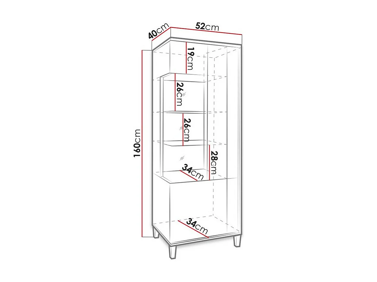 Estantería Livseri 110, Con puertas|Cerrable, Vidrio|Aglomerado laminado, 160x52x40cm