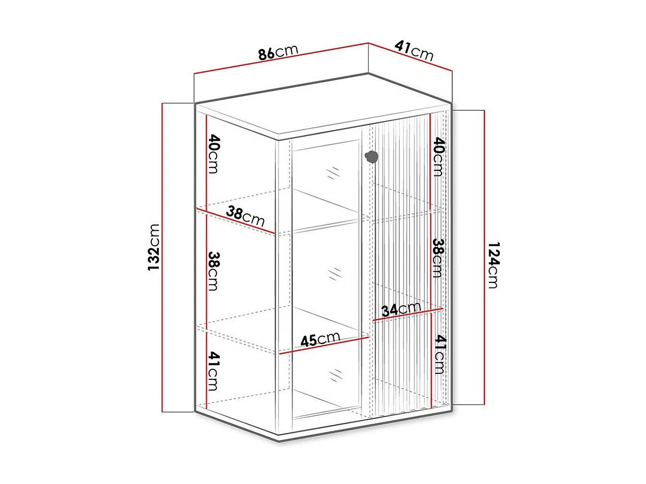Aparador Venmava 102, Negro|Roble Artisan, 132x86cm, Número de puertas: 241cm