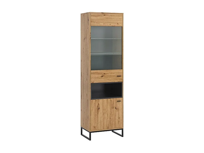 Estantería Baltesi 120, Con puertas|Cerrable, Vidrio templado|Aglomerado laminado, 202cm