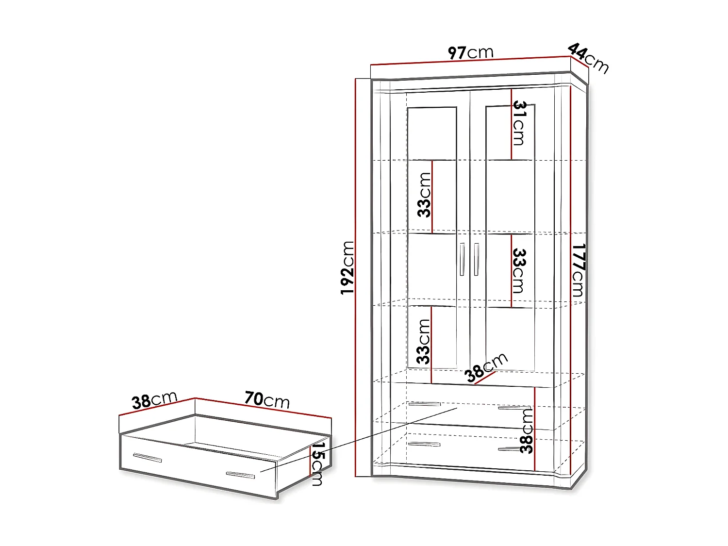 Estante Lorelie 116, Pode ser fechado, Placa de aglomerado laminado