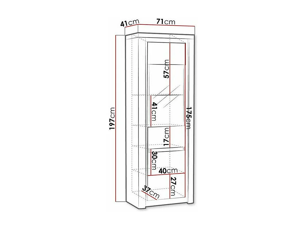 Estantería Etrmona 103, Con puertas|Cerrable, Vidrio templado|Aglomerado laminado, 197cm