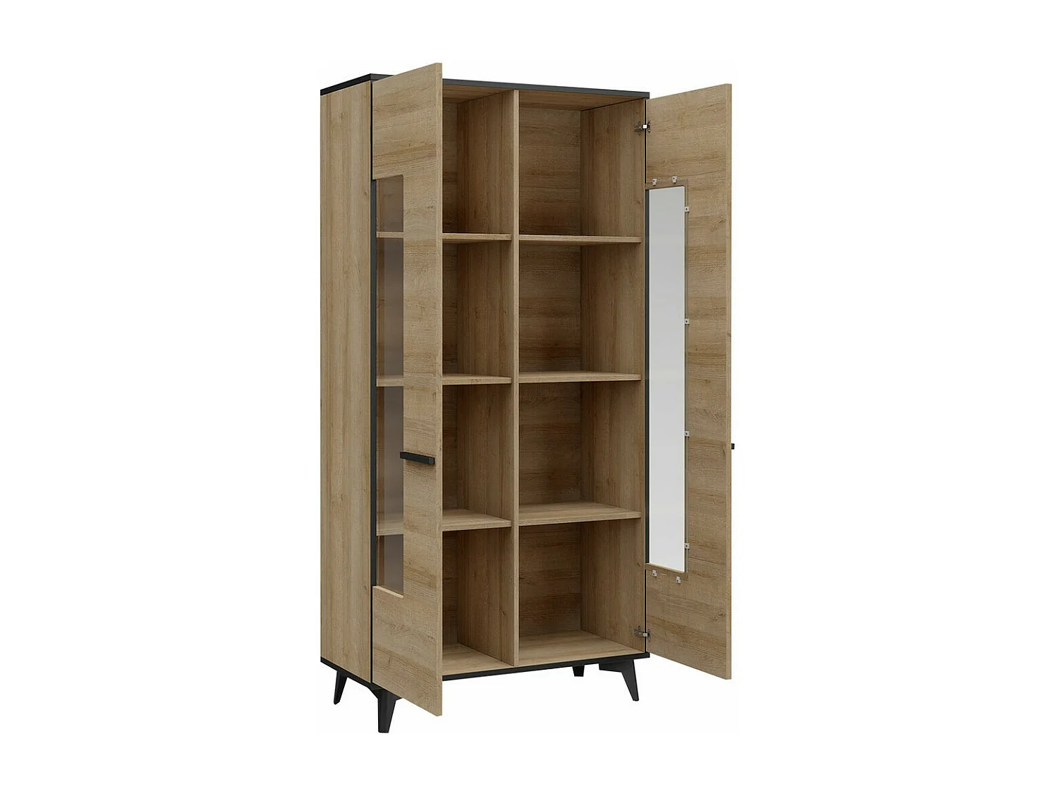 Estantería Avimora 106, Con puertas|Cerrable, Vidrio|Aglomerado laminado, 185x91x40cm
