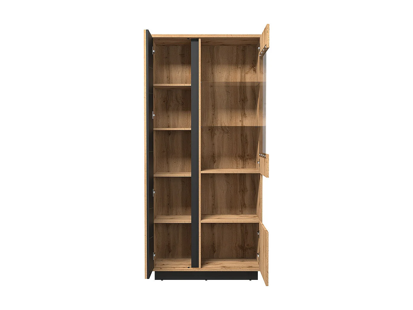 Étagère Tenodeu 102, Avec des portes|Fermé, MDF|Stratifié|Verre trempé, 194x90x40cm