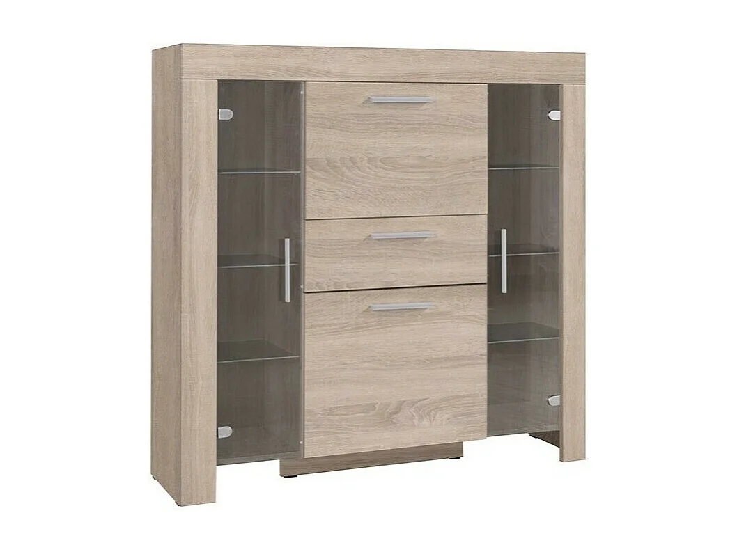 Cómoda Melfeli 104, Con cajones y puertas, Número de cajones: 3, 131x130x42cm