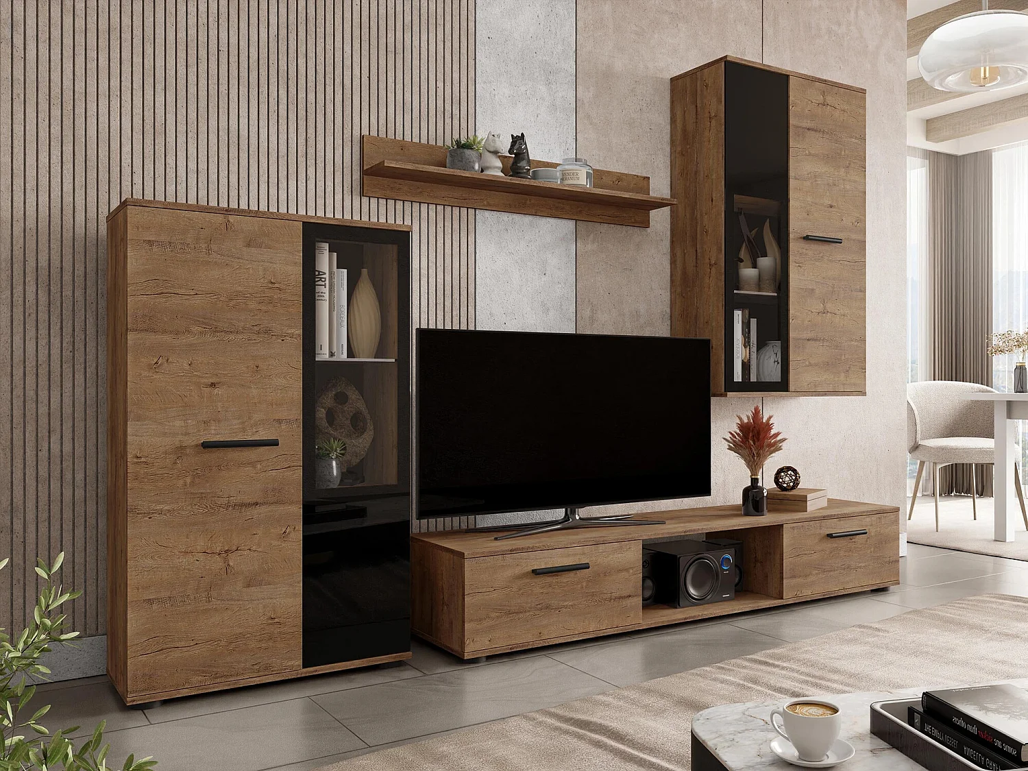 Commode Tucson 114, Chêne de Lefkas, Avec tiroirs et portes, Nombre de tiroirs: 1, 80cm