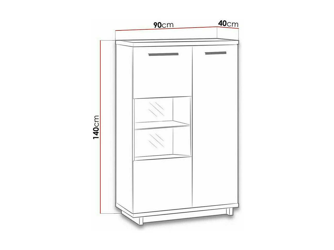 Estantería Morlira 110, Cerrable|Con puertas, Vidrio templado|Aglomerado laminado, 140cm