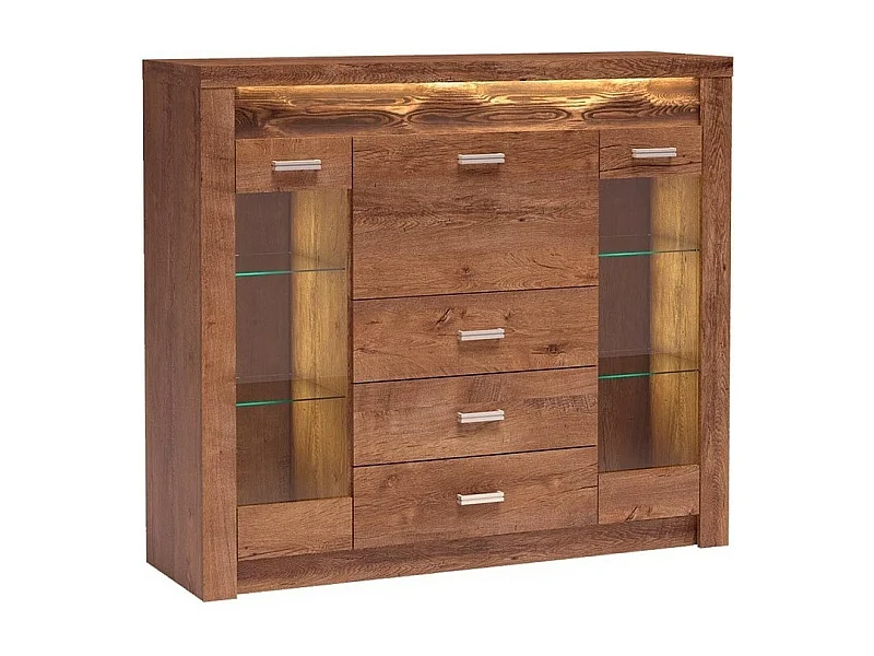 Commode Serfeno 105, Frêne, Tiroirs et portes, Nombre de tiroirs: 3, 122x137x42cm