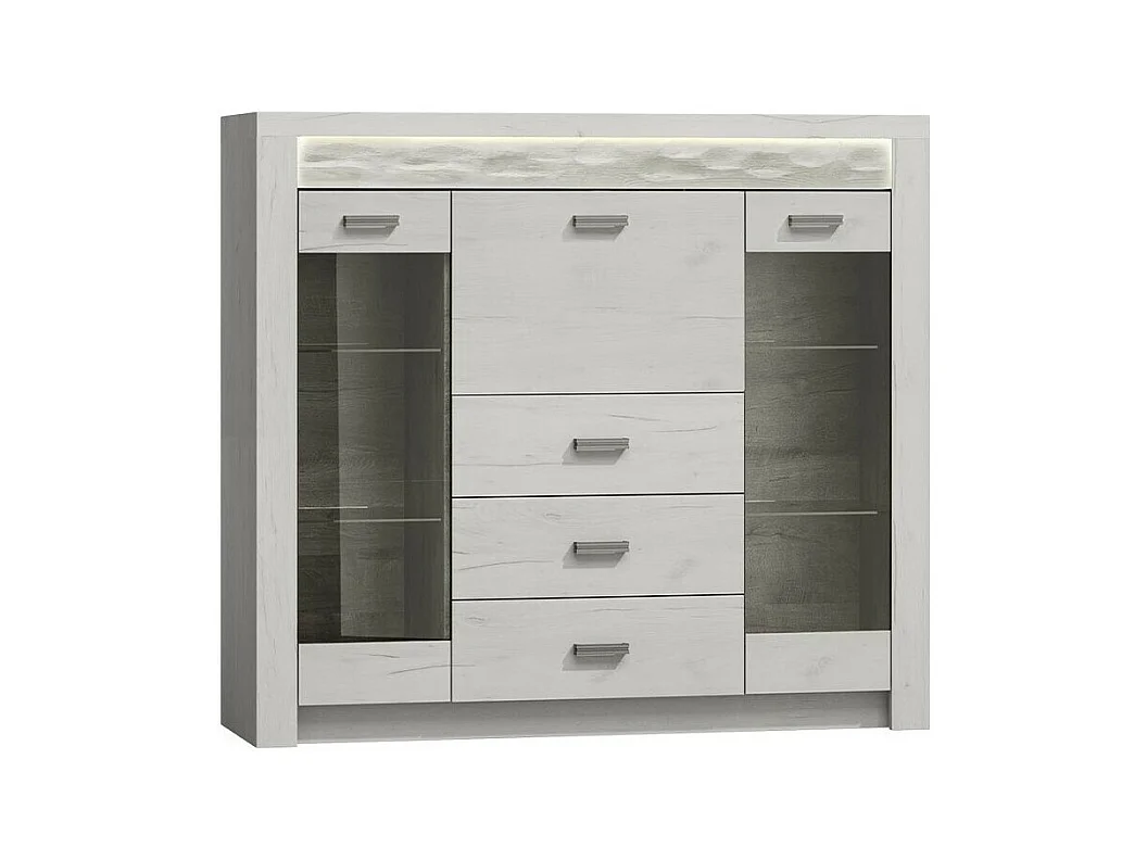 Commode Serfeno 105, Artisanat blanc, Avec tiroirs et portes, Nombre de tiroirs: 3, 122cm
