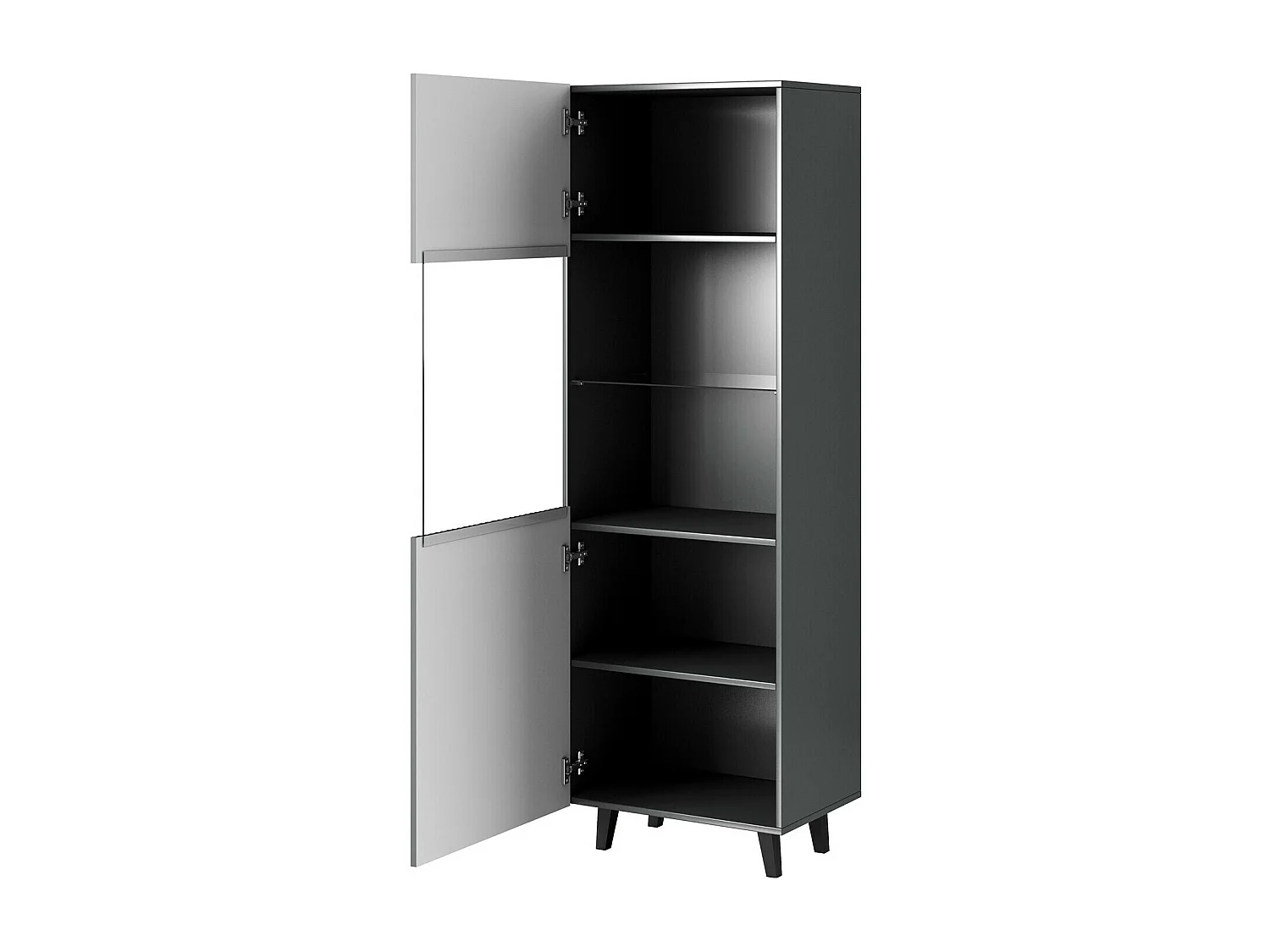 Étagère Remeta 105, Avec des portes|Fermé, MDF|Stratifié|Verre trempé, 183x60x42cm