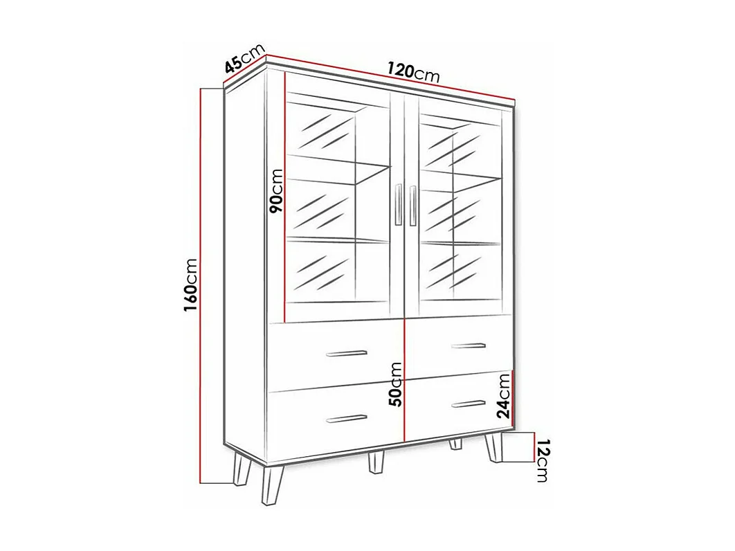 Estantería Larfloi 110, Con cajones|Con puertas|Cerrable, Número de puertas: 2, 160x120cm