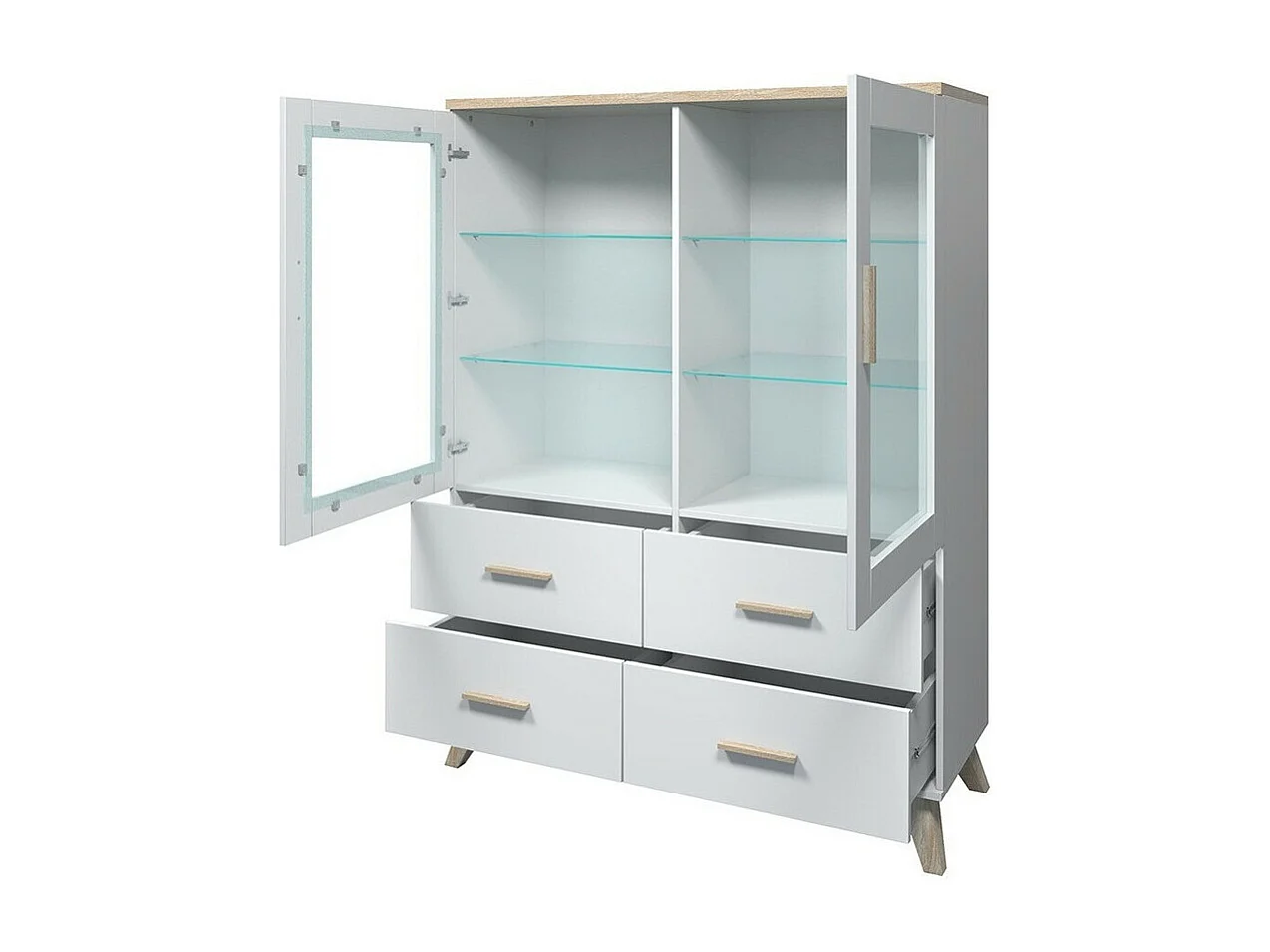 Estantería Larfloi 110, Con cajones|Con puertas|Cerrable, Número de puertas: 2, 160x120cm