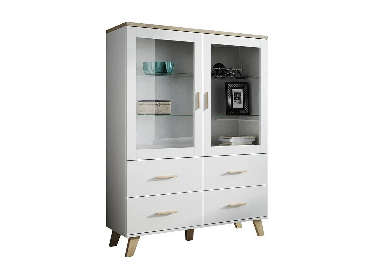 Scaffale Larfloi 110, Con cassetti|Con porte|Chiuso, Vetro temperato|Truciolare laminato