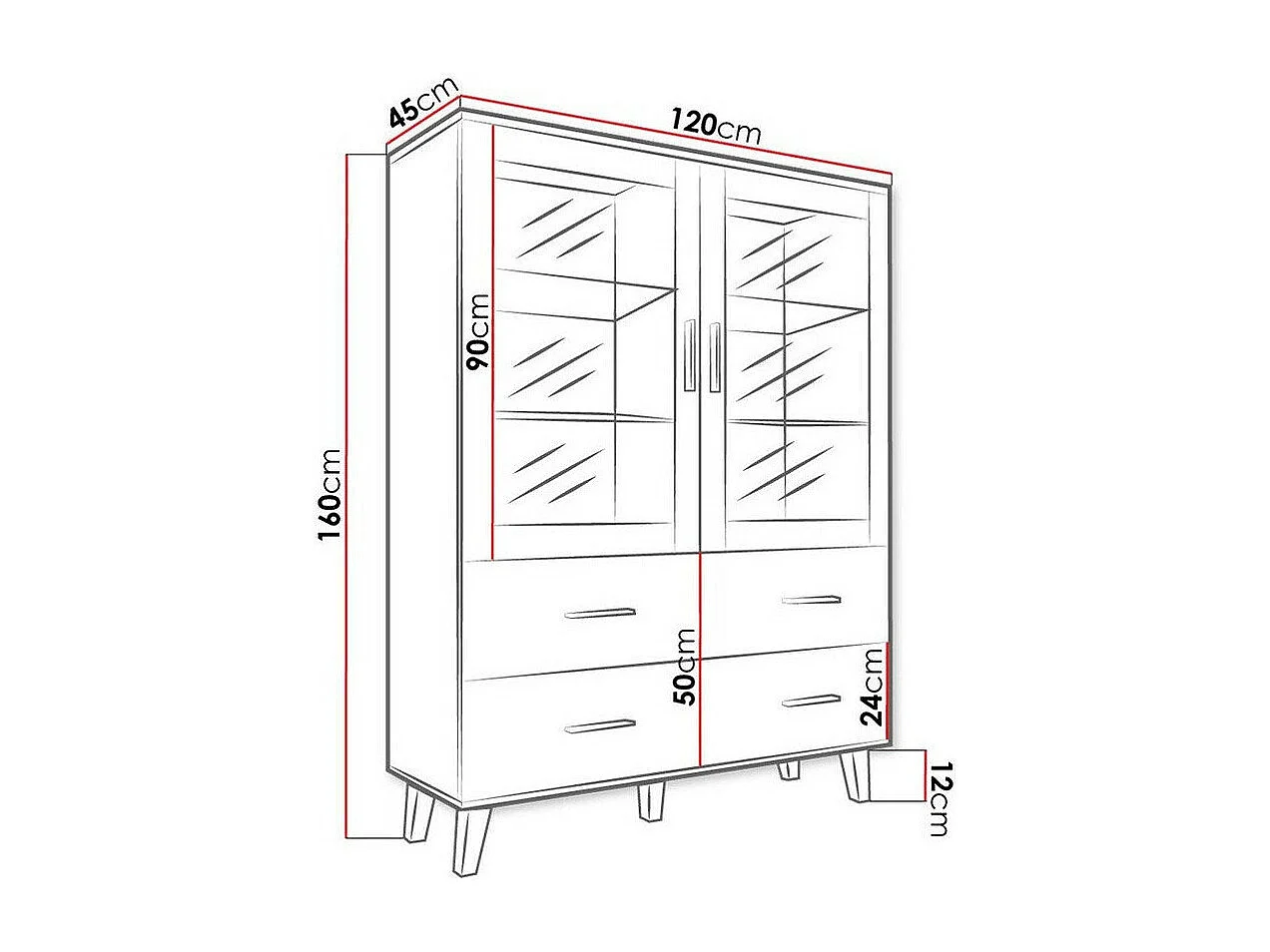 Scaffale Larfloi 110, Con cassetti|Con porte|Chiuso, Vetro temperato|Truciolare laminato