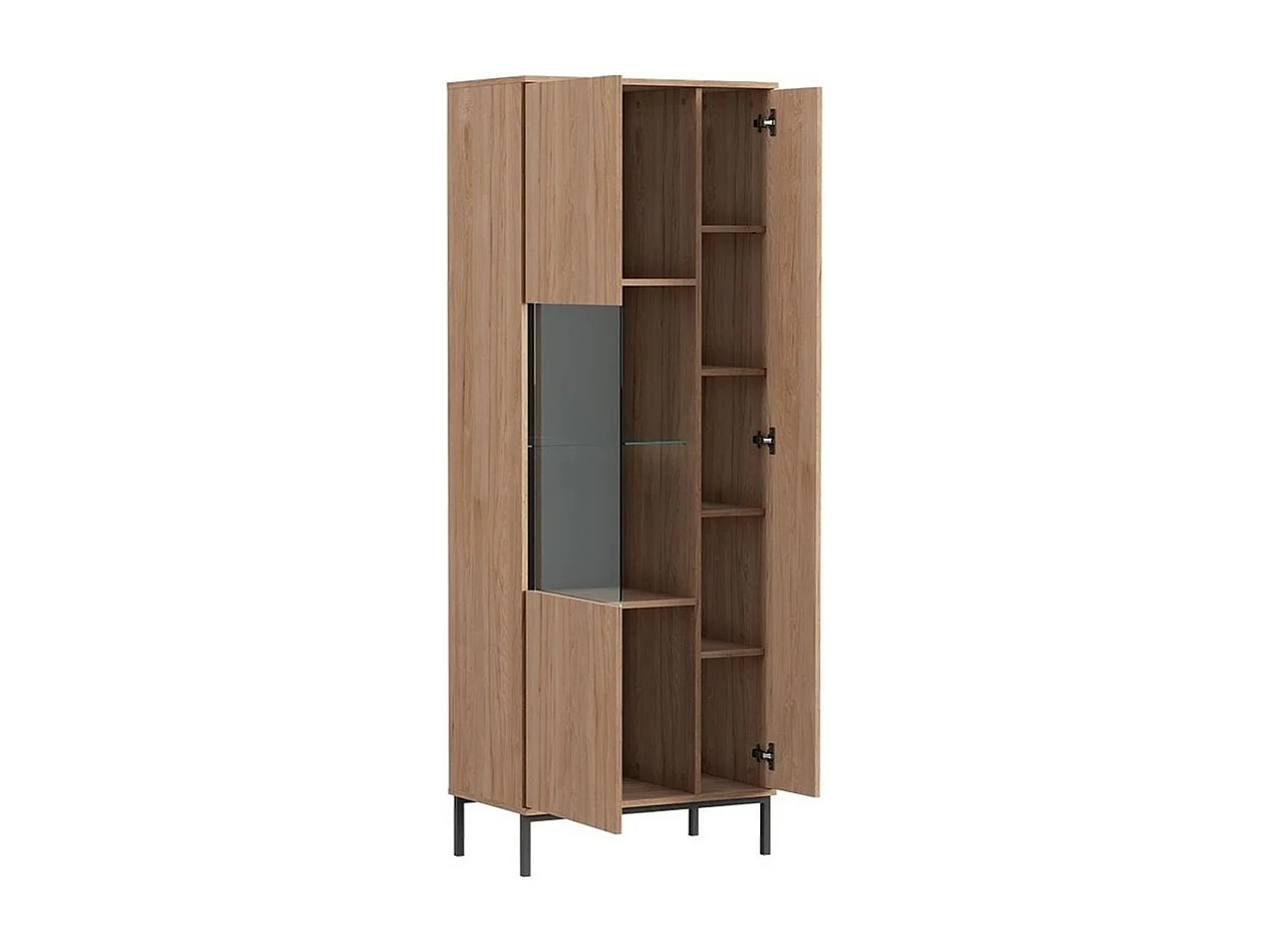 Estantería Lomsore 106, Cerrable|Con puertas, Vidrio|Aglomerado laminado, 190x70x41cm
