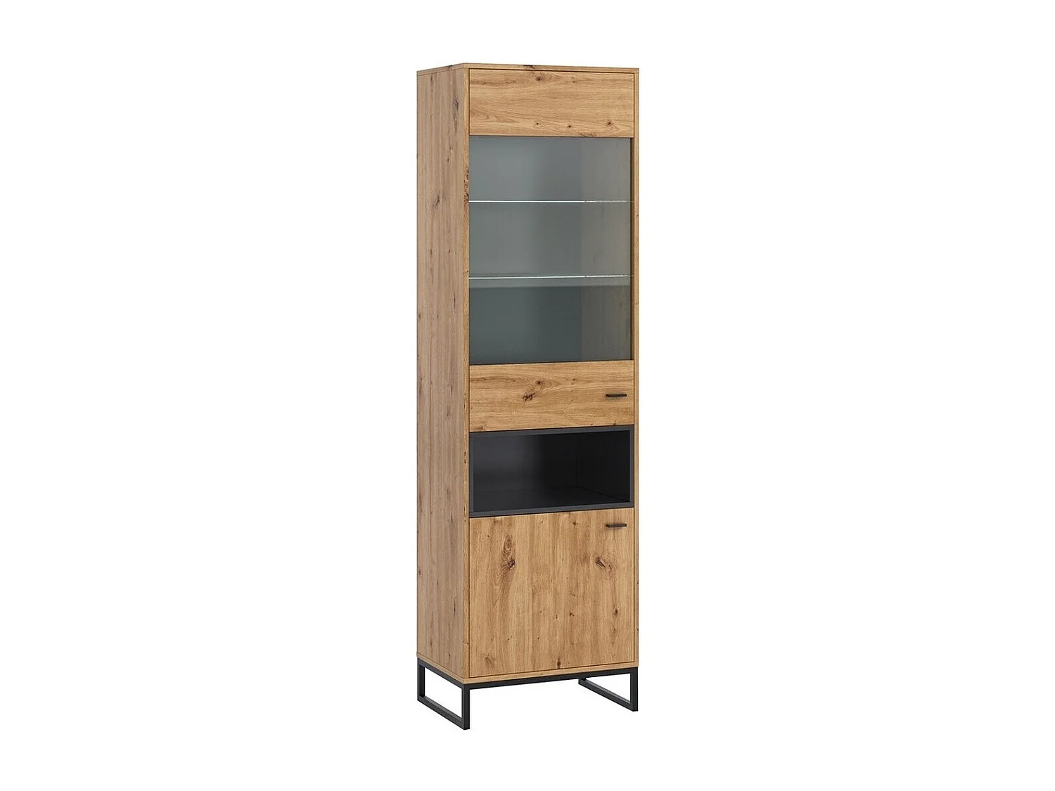 Estantería Baltesi 120, Con puertas|Cerrable, Vidrio templado|Aglomerado laminado, 202cm