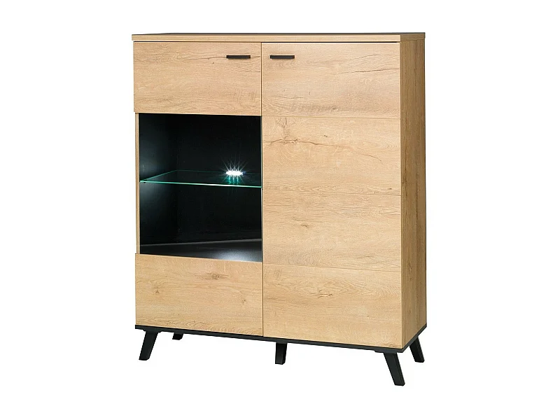 Aparador Talsere 103, Roble de lefkada|Negro, 121x101cm, Número de puertas: 240cm
