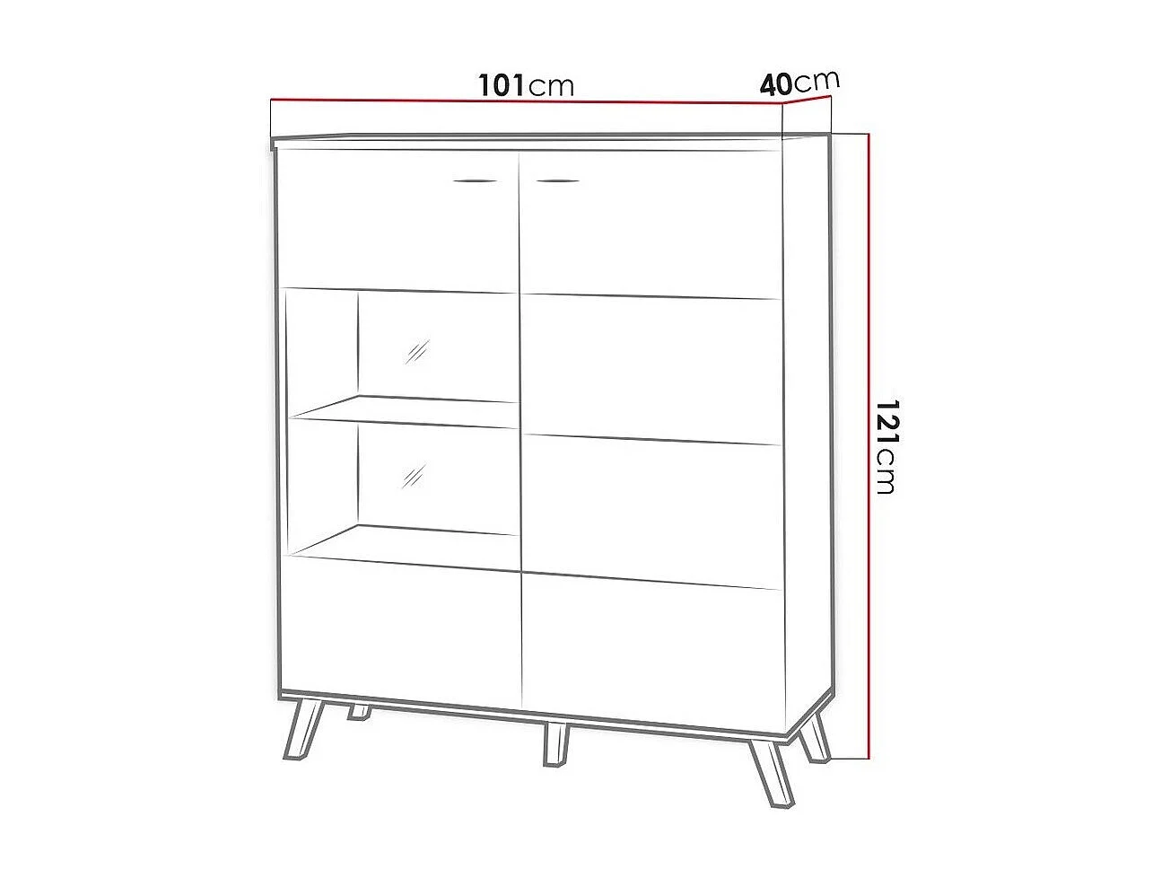 Aparador Talsere 103, Roble de lefkada|Negro, 121x101cm, Número de puertas: 240cm