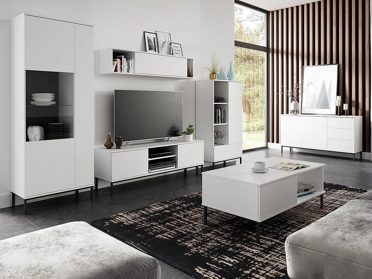 Estantería Lomsore 106, Cerrable|Con puertas, Vidrio|Aglomerado laminado, 190x70x41cm