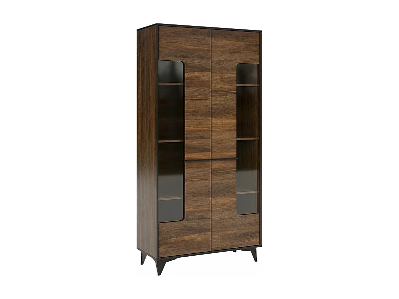 Estantería Avimora 106, Con puertas|Cerrable, Vidrio|Aglomerado laminado, 185x91x40cm