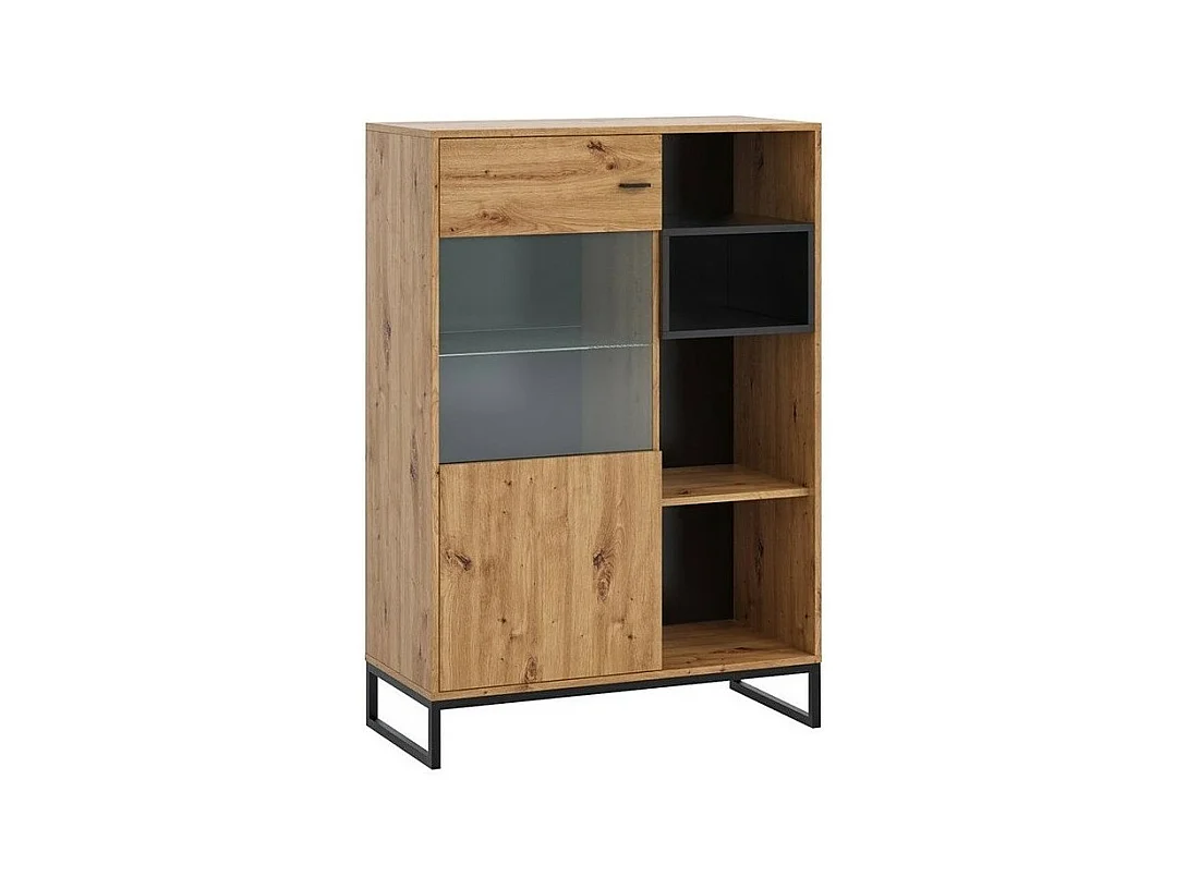 Buffet Baltesi 107, Noir|Chêne Artisan, 130x90cm, Le nombre de portes: 240cm