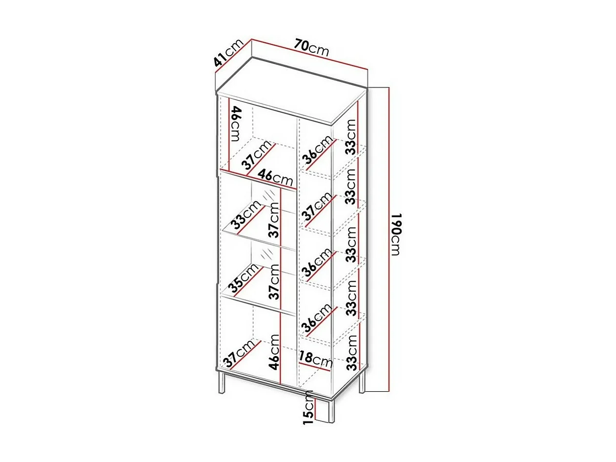 Étagère Lomsore 106, Avec des portes|Fermé, Verre|Stratifié, Le nombre de portes: 2, 70cm