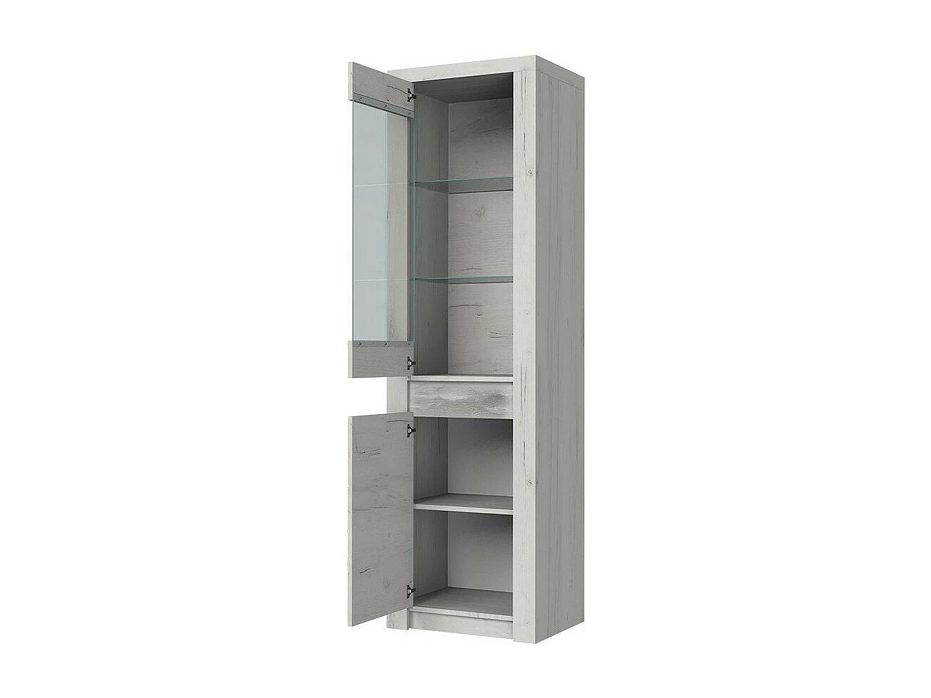 Estantería Serfeno 102, Cerrable|Con puertas, Vidrio|Aglomerado laminado, 192x56x42cm