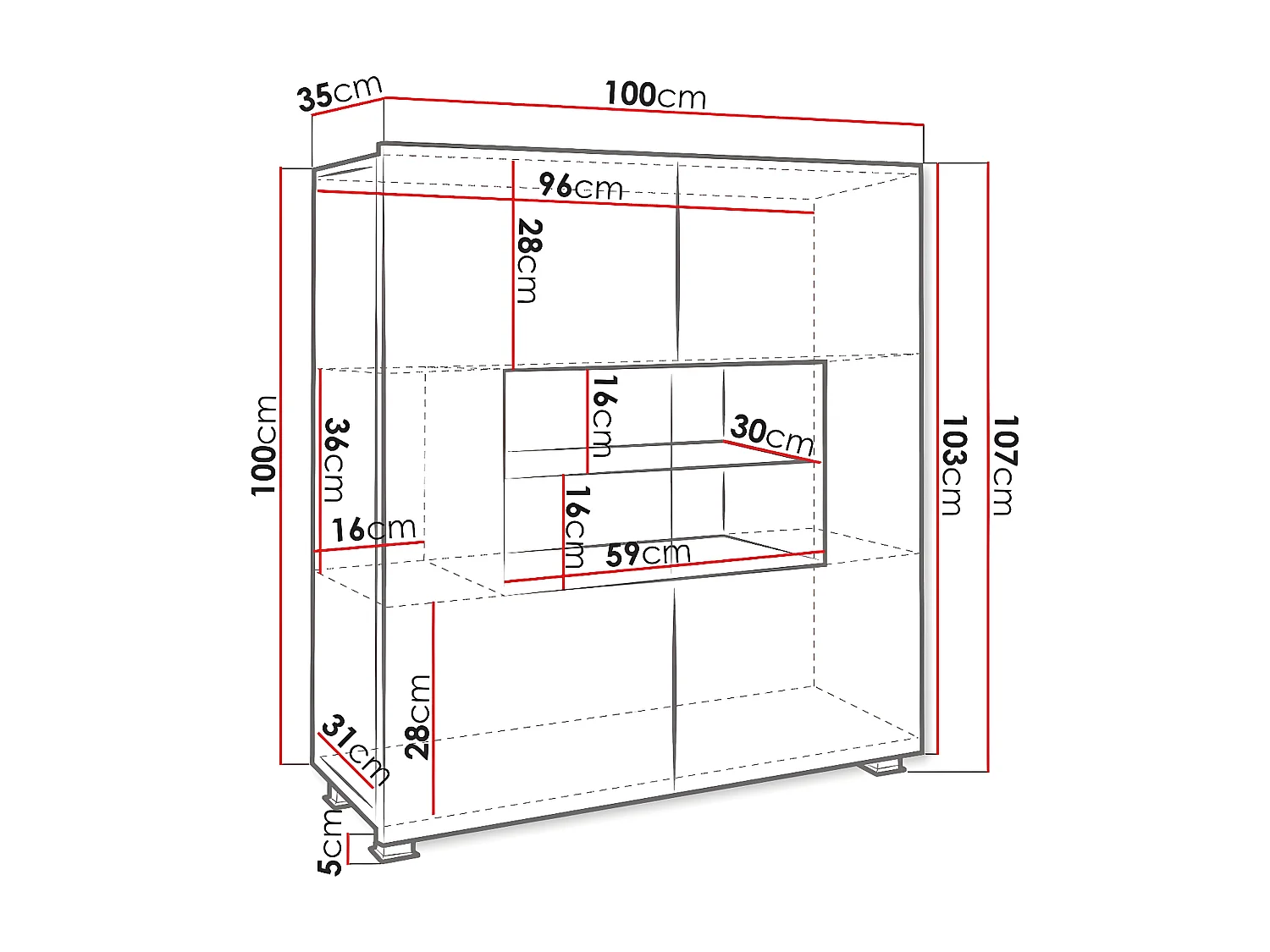 Aparador Tivdalu 100, Roble dorado, 107x100cm, Número de puertas: 235cm