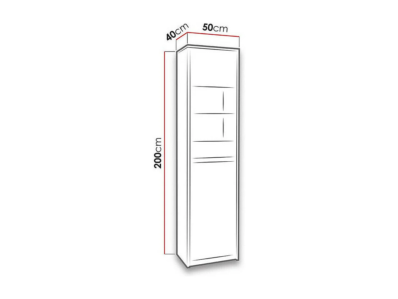 Estantería Fivelbo 113, Cerrable|Con puertas, Vidrio|Aglomerado laminado, 200x50x40cm