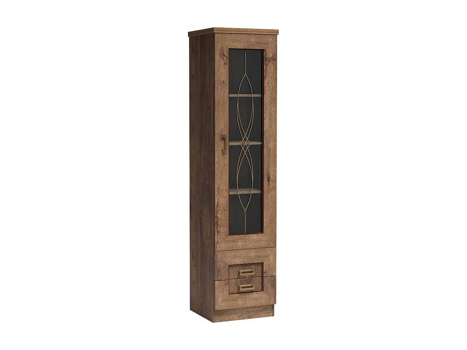 Étagère Lircava 108, Avec des portes|Fermé|Avec tiroirs, Verre|Stratifié, 191x46x44cm