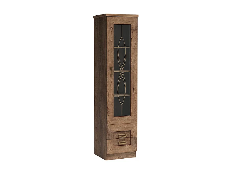 Étagère Lircava 108, Fermé|Avec tiroirs|Avec des portes, Verre|Stratifié, 191x46x44cm