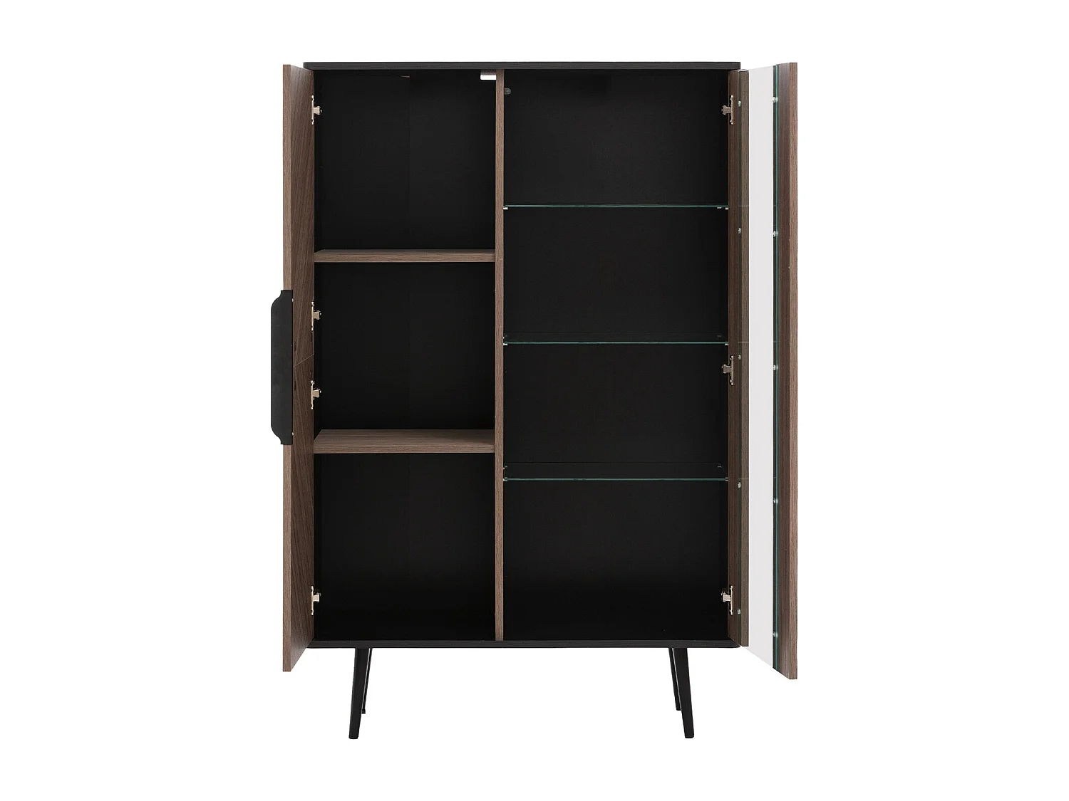 Estantería Livetre 103, Con puertas|Cerrable, Vidrio templado|MDF|Aglomerado laminado,