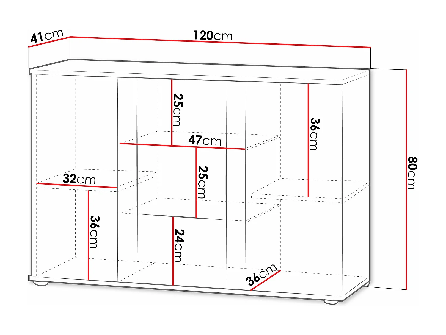 Aparador Tornola 106, Blanco brillante|Blanco, 80x120cm, Número de puertas: 341cm