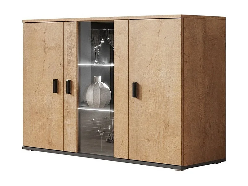 Buffet Tornola 106, Chêne de Lefkas|Noir, 80x120cm, Le nombre de portes: 341cm