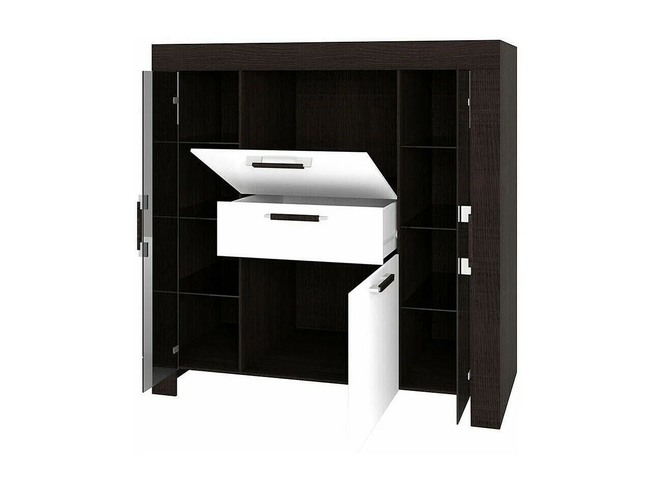 Cómoda Melfeli 104, Con cajones y puertas, Número de cajones: 3, 131x130x42cm