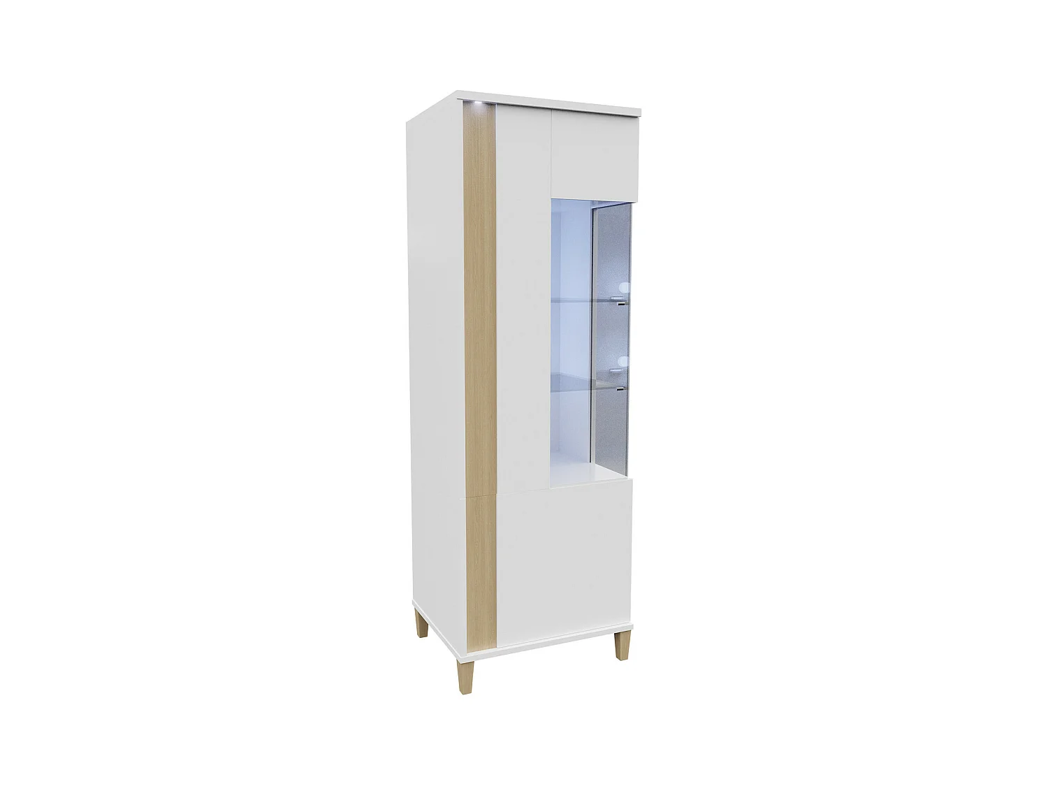 Étagère Livseri 107, Fermé|Avec des portes, Verre|Stratifié, Le nombre de portes: 2, 52cm