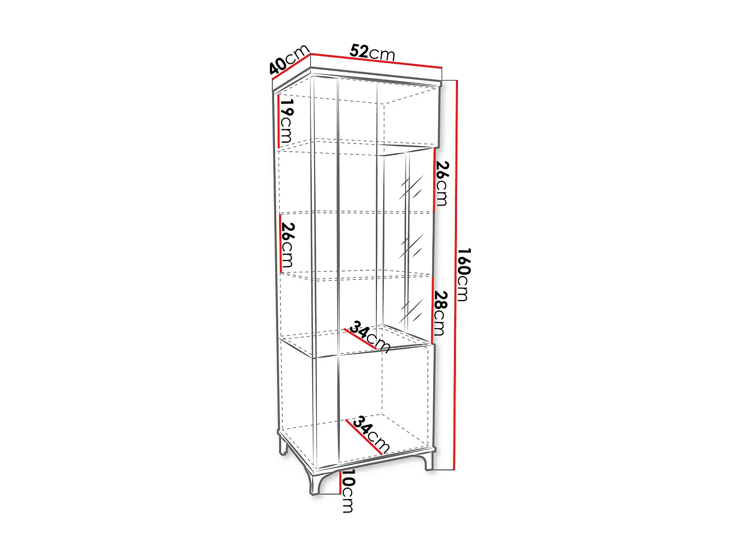 Étagère Livseri 107, Fermé|Avec des portes, Stratifié|Verre, Le nombre de portes: 2, 52cm