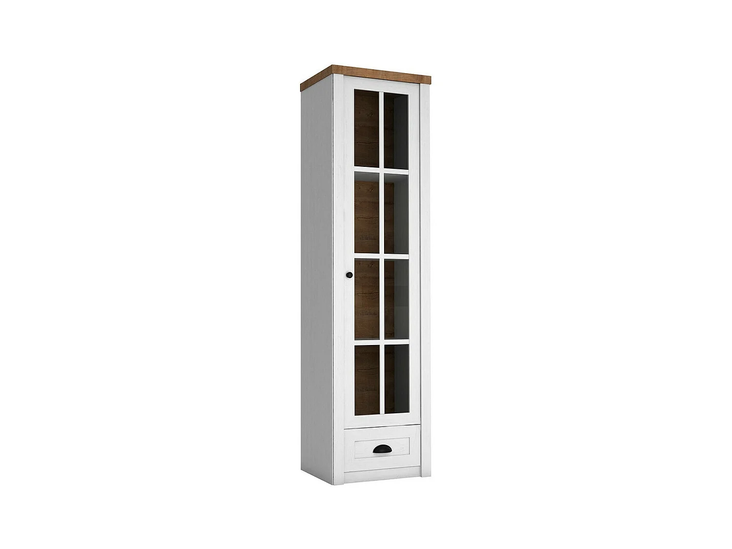 Étagère Ferdore 147, Fermé|Avec tiroirs|Avec des portes, Stratifié|Verre|MDF, 198x50x43cm