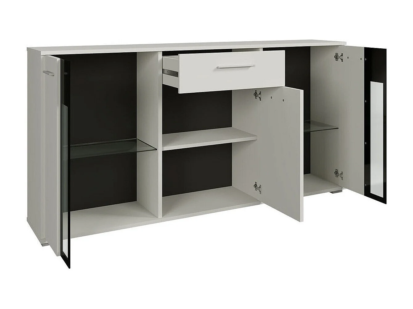 Cómoda Tucson 114, Blanco, Con cajones y puertas, Número de cajones: 1, 80x141x41cm