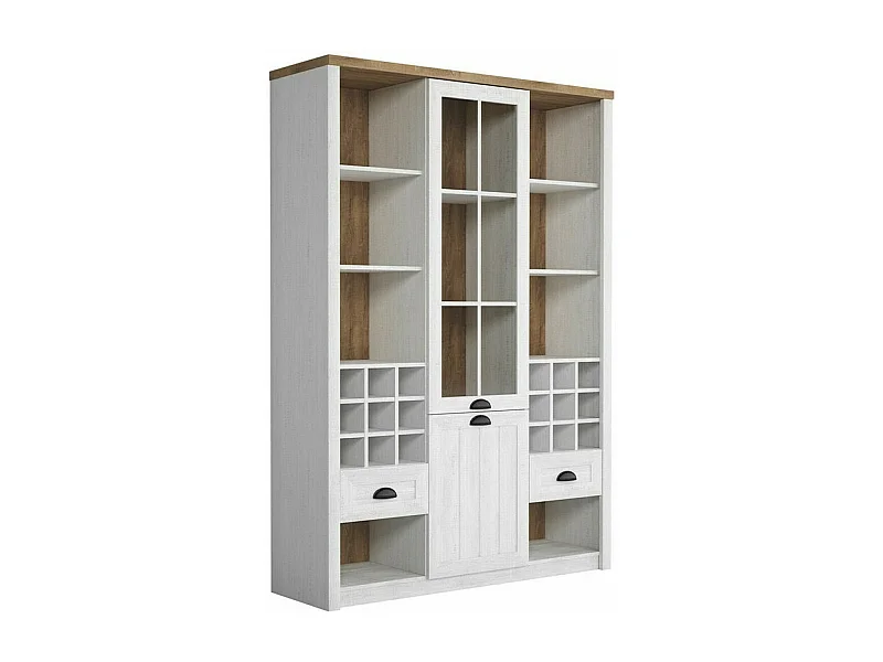 Estantería Ferdore 155, Cerrable|Con cajones|Con puertas, Vidrio|MDF|Aglomerado laminado