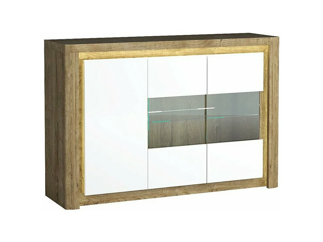 Buffet Etrmona 102, Ribbeck chêne|Blanc brillant, 98x144cm, Le nombre de portes: 341cm
