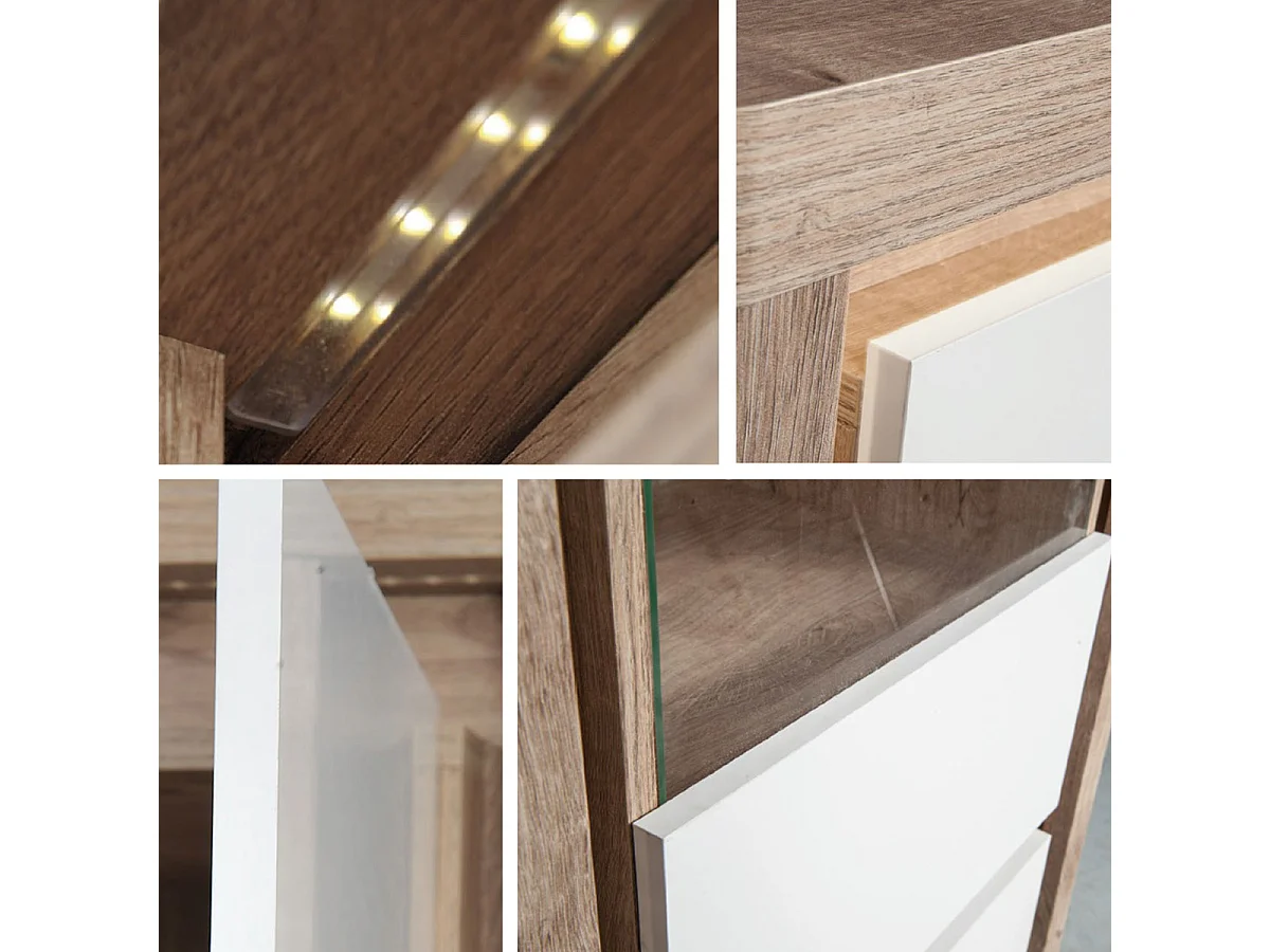 Buffet Etrmona 102, Blanc brillant|Ribbeck chêne, 98x144cm, Le nombre de portes: 341cm