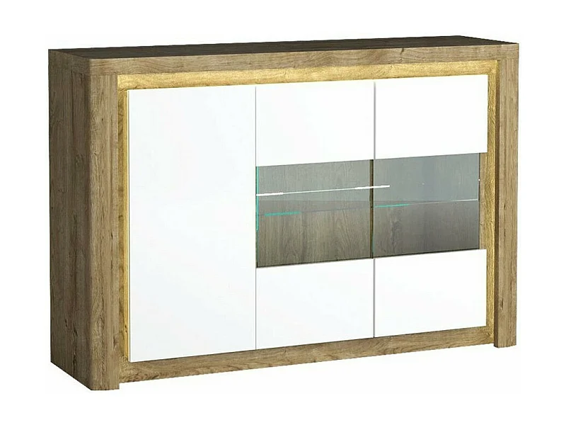 Buffet Etrmona 102, Ribbeck chêne|Blanc brillant, 98x144cm, Le nombre de portes: 341cm