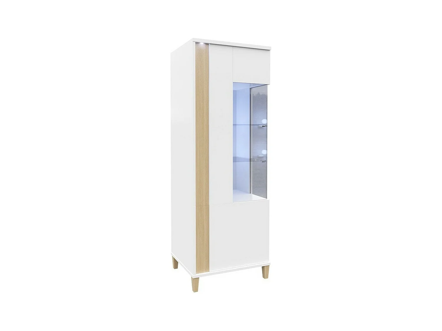 Étagère Livseri 109, Fermé|Avec des portes, Verre|Stratifié, Le nombre de portes: 2, 52cm
